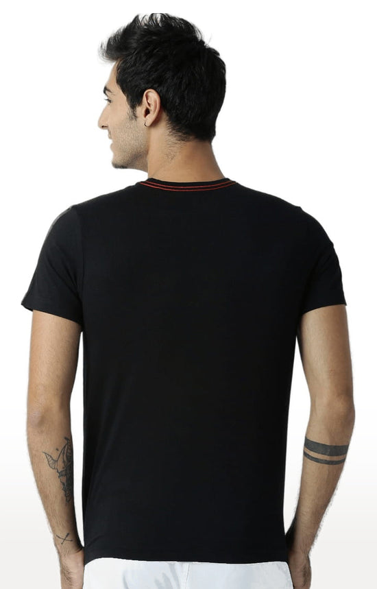 Huetrap Black Mens Short Sleeve Graphic Printed Tshirt-HT16MKGRABLK00373