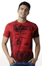 Huetrap Red Mens Short Sleeve Graphic Printed Tshirt-HT12MKGRARED00114