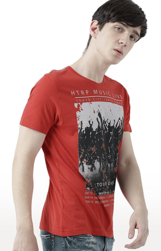 Huetrap Red Mens Short Sleeve Graphic Printed Tshirt-HT17MKGRARED00670