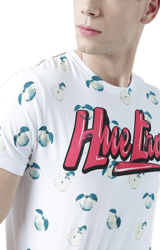 Huetrap White Mens Short Sleeve Graphic Printed Tshirt-HT17MKGRAWHT00704