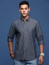 Men Solid Navy Blue Slim Fit Shirt-Eli-2866-Navyblue