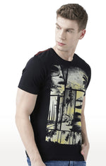 Huetrap Black Mens Short Sleeve Graphic Printed Tshirt-HT17MKGRABLK00682