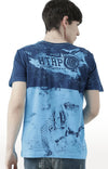 Huetrap Blue Mens Short Sleeve Graphic Printed Tshirt-HT17MKGRATQB00605