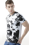 Huetrap White Mens Short Sleeve Graphic Printed Tshirt-HT17MKGRAWHT00577