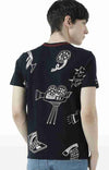 Huetrap Black Mens Short Sleeve Graphic Printed Tshirt-HT17MKGRABLK00769