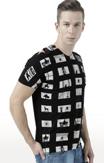 Huetrap Black Mens Short Sleeve Graphic Printed Tshirt-HT17MKGRABLK00852