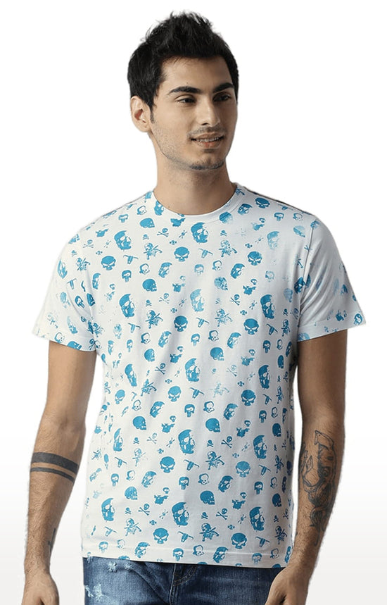 Huetrap White Mens Short Sleeve Graphic Printed Tshirt-HT15MKGRAOFW00067