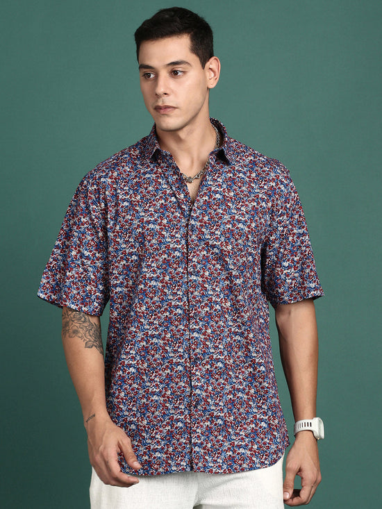 Men Floral Multi Slim Fit Shirt-Ezra-3021-Multi