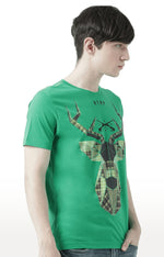 Huetrap Green Mens Short Sleeve Graphic Printed Tshirt-HT17MKGRAGRE00740