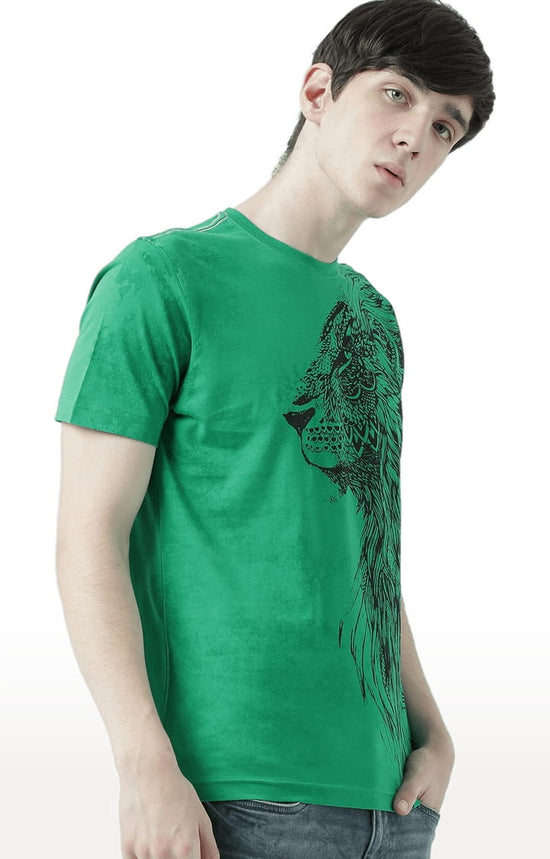 Huetrap Green Mens Short Sleeve Graphic Printed Tshirt-HT17MKGRAGRE00532