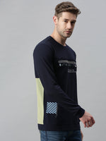 Men Printed Navy Blue Sweatshirt-FC1532-Navy