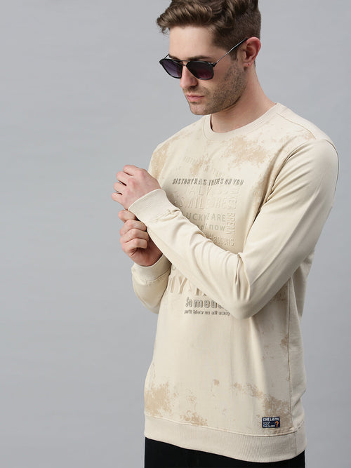 Men Printed Beige Sweatshirt-FC1573-Beige