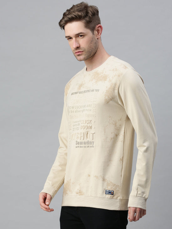 Men Printed Beige Sweatshirt-FC1573-Beige