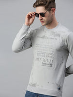 Men Printed Grey Sweatshirt-FC1573-Grey