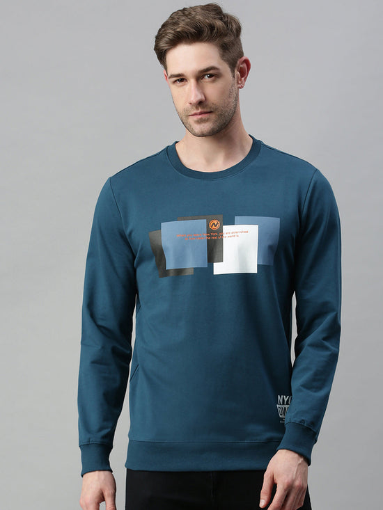 Men Graphic Blue Sweatshirt-FC1604-Blue