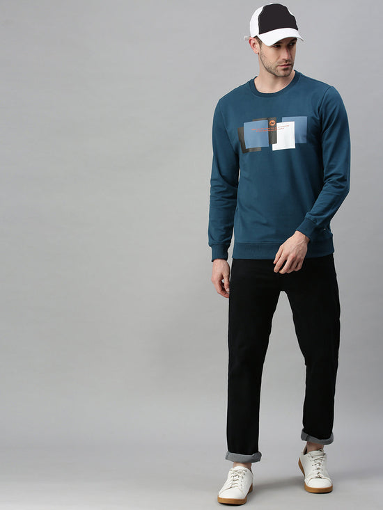 Men Graphic Blue Sweatshirt-FC1604-Blue