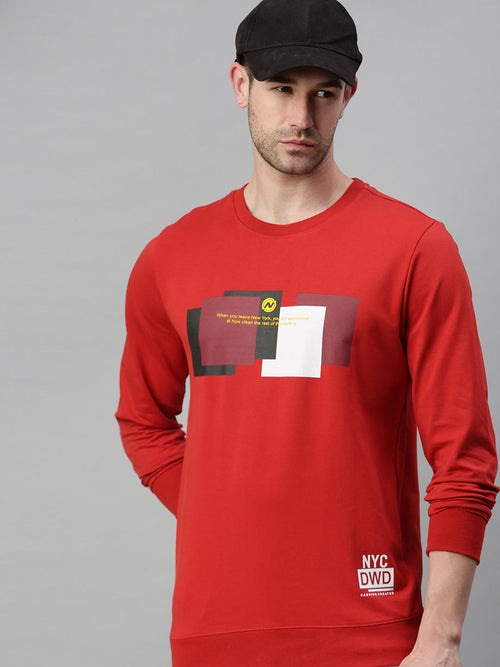 Men Graphic Red Sweatshirt-FC1604-Red