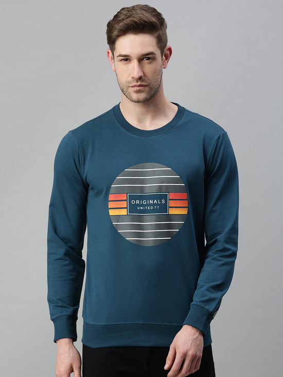 Men Printed Blue Sweatshirt-FC1613-Blue