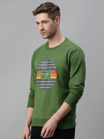 Men Printed Green Sweatshirt-FC1613-Green