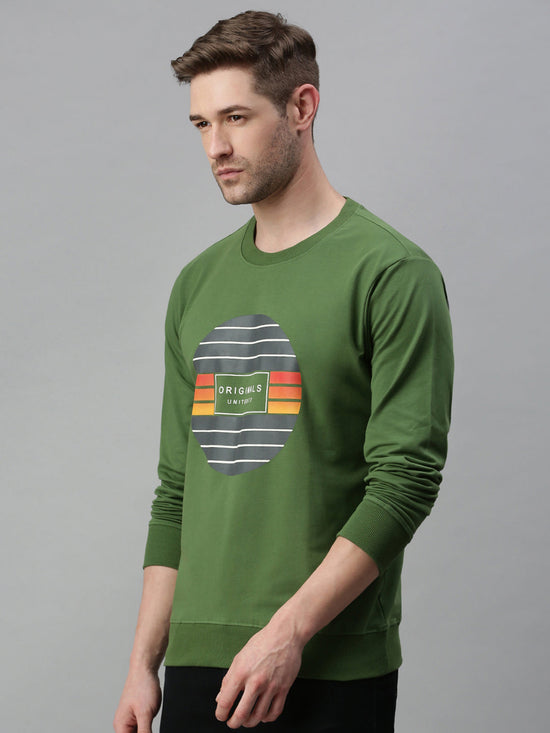 Men Printed Green Sweatshirt-FC1613-Green