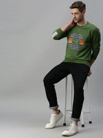 Men Printed Green Sweatshirt-FC1613-Green