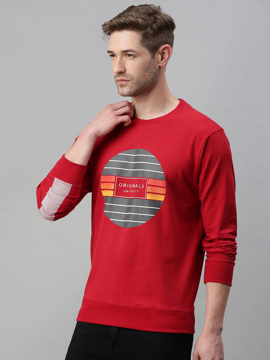 Men Solid Red Sweatshirt-FC1613-Red