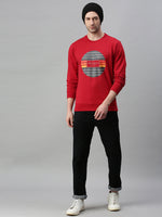 Men Solid Red Sweatshirt-FC1613-Red