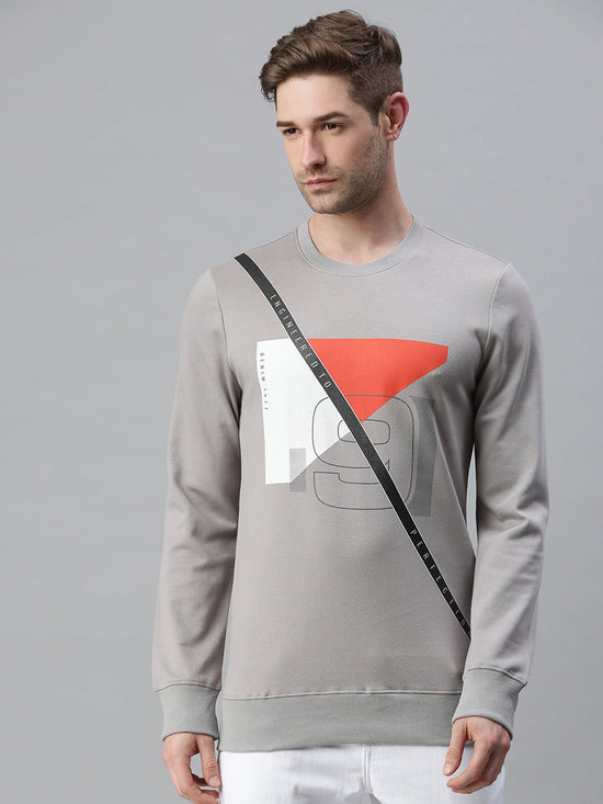 Men Printed Grey Sweatshirt-FC1617-Grey