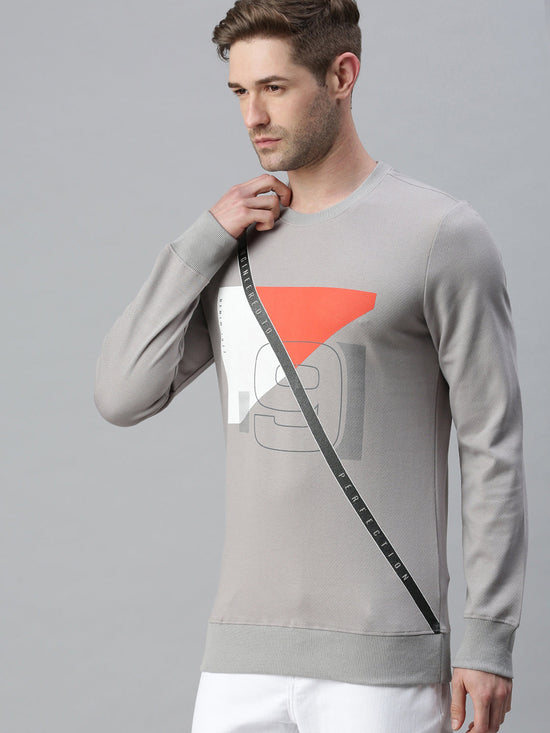 Men Printed Grey Sweatshirt-FC1617-Grey