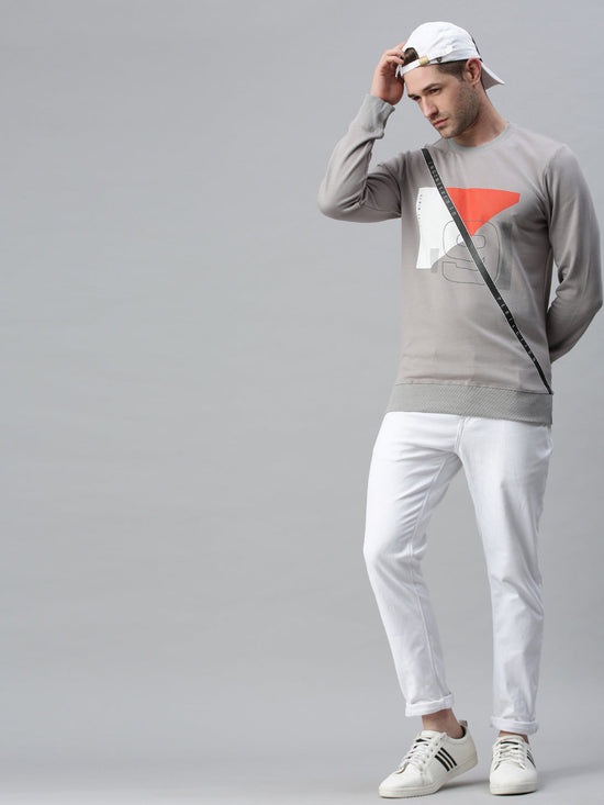 Men Printed Grey Sweatshirt-FC1617-Grey