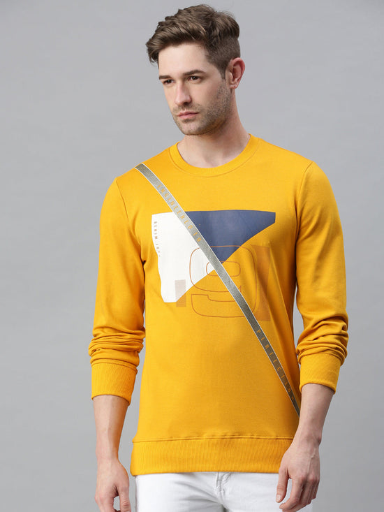 Men Printed Yellow Sweatshirt-FC1617-Yellow