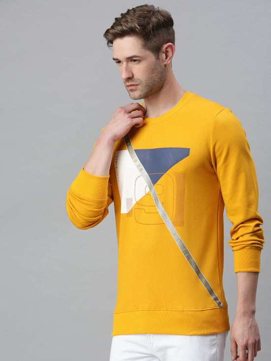 Men Printed Yellow Sweatshirt-FC1617-Yellow