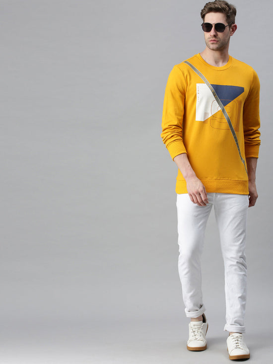 Men Printed Yellow Sweatshirt-FC1617-Yellow