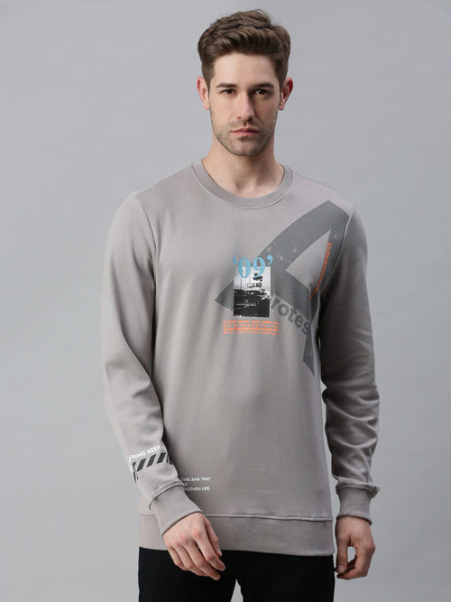 Men Graphic Grey Sweatshirt-FC1622-Grey