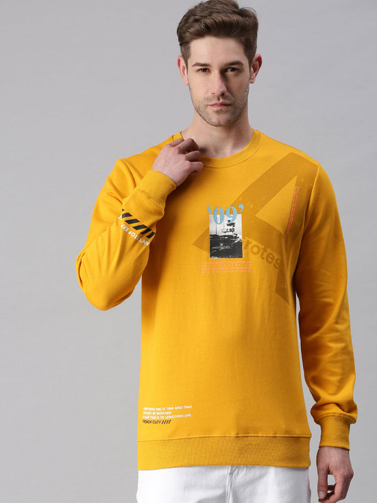 Men Graphic Yellow Sweatshirt-FC1622-Yellow