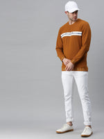 Men Printed Khakhi Sweatshirt-FC1627-Khakhi