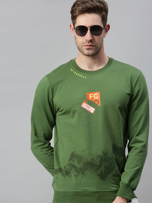 Men Printed Green Sweatshirt-FC1635-Green