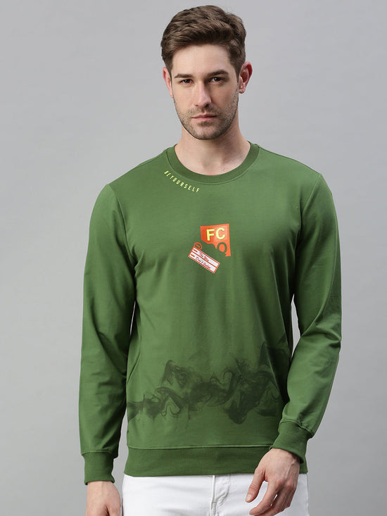 Men Printed Green Sweatshirt-FC1635-Green