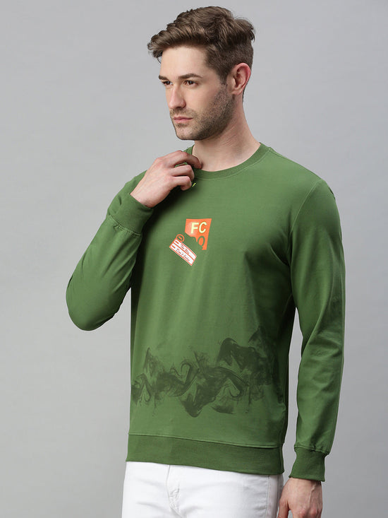 Men Printed Green Sweatshirt-FC1635-Green