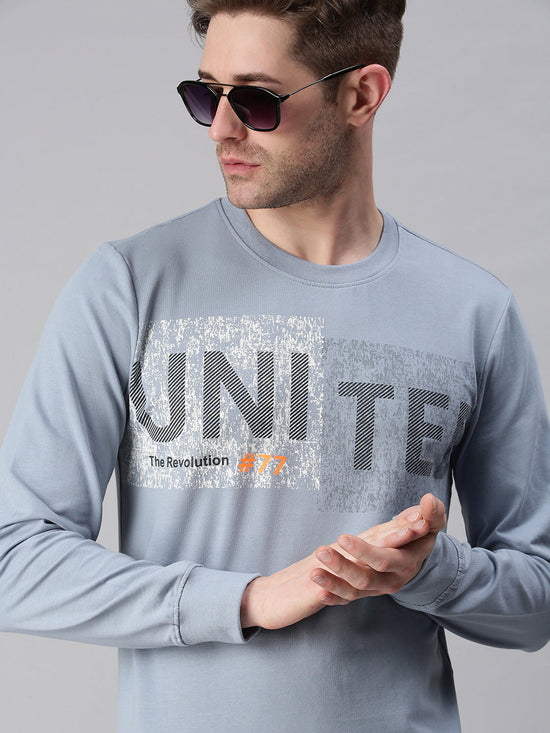 Men Printed Blue Sweatshirt-FC1654-Blue