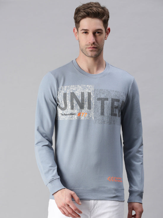 Men Printed Blue Sweatshirt-FC1654-Blue