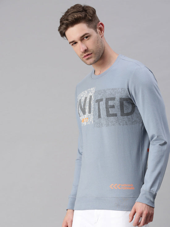 Men Printed Blue Sweatshirt-FC1654-Blue