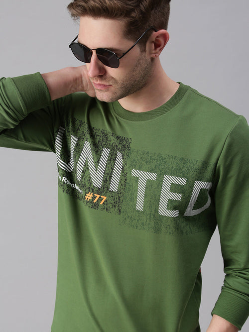 Men Printed Green Sweatshirt-FC1654-Green