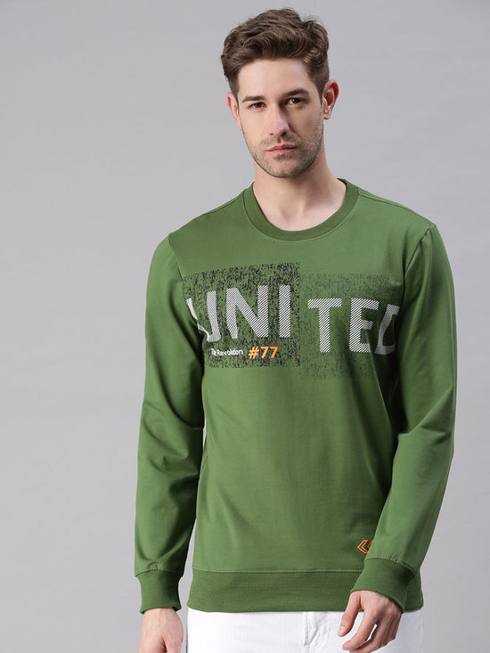 Men Printed Green Sweatshirt-FC1654-Green