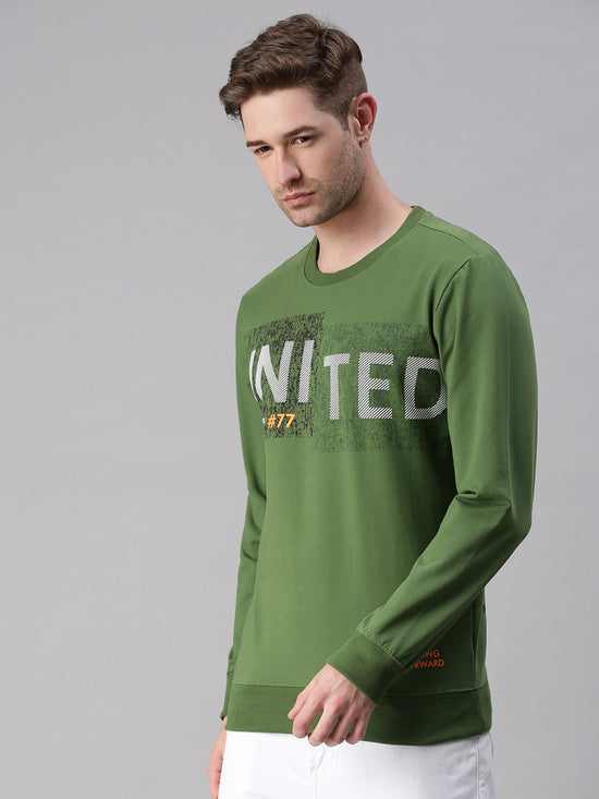 Men Printed Green Sweatshirt-FC1654-Green