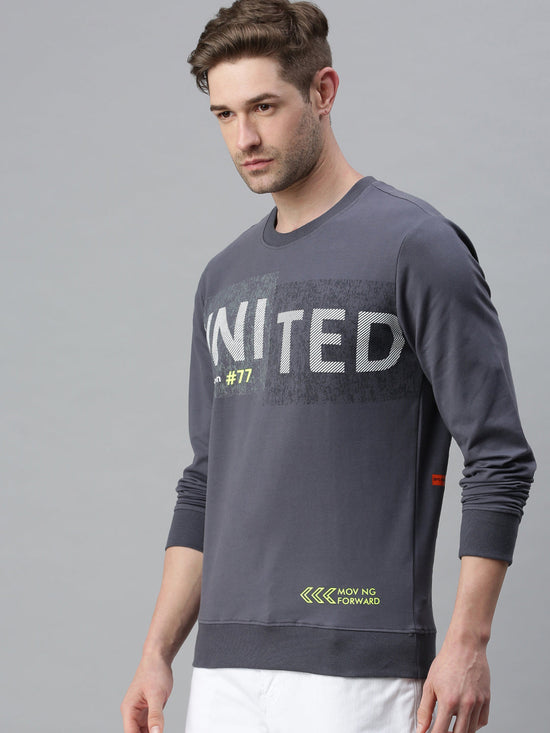 Men Printed Grey Sweatshirt-FC1654-Grey