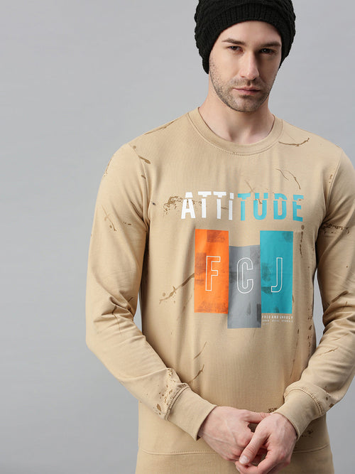 Men Solid Beige Sweatshirt-FC1679-Beige