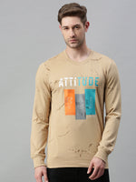 Men Solid Beige Sweatshirt-FC1679-Beige