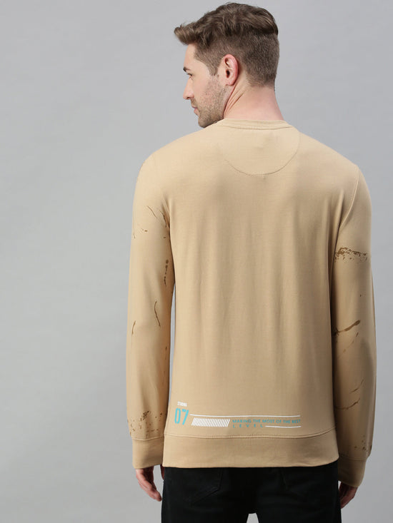 Men Solid Beige Sweatshirt-FC1679-Beige