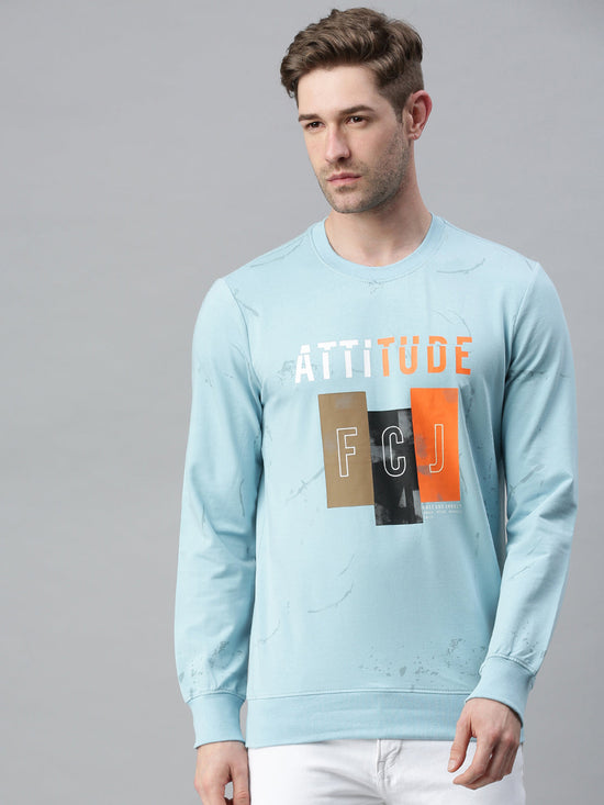 Men Printed Blue Sweatshirt-FC1679-Blue